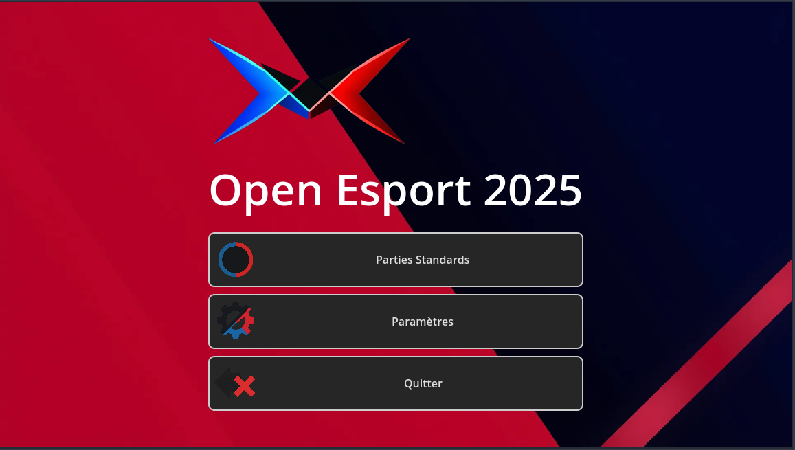 Menu principal d'Open Esport
